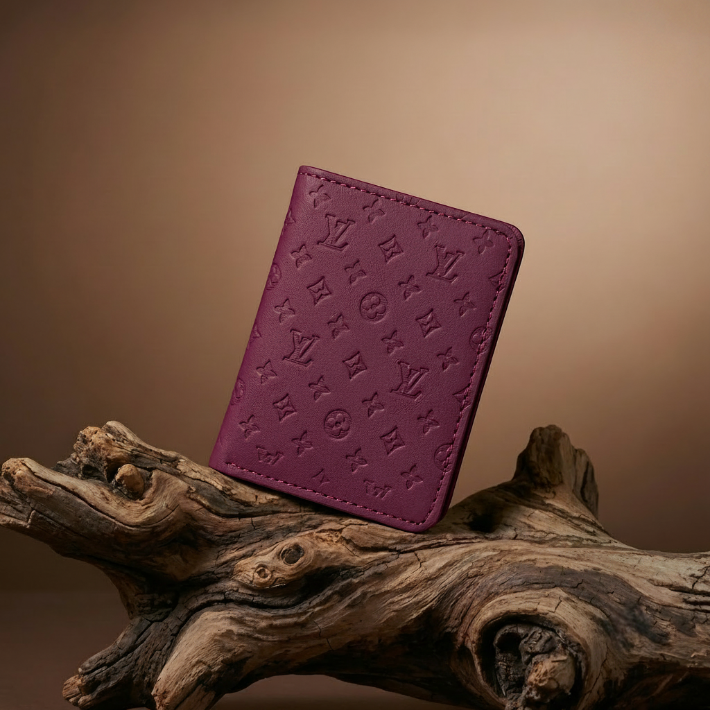 Premium Monogram Leather Wallet | Slim Bifold with Card Slots & Cash Pocket