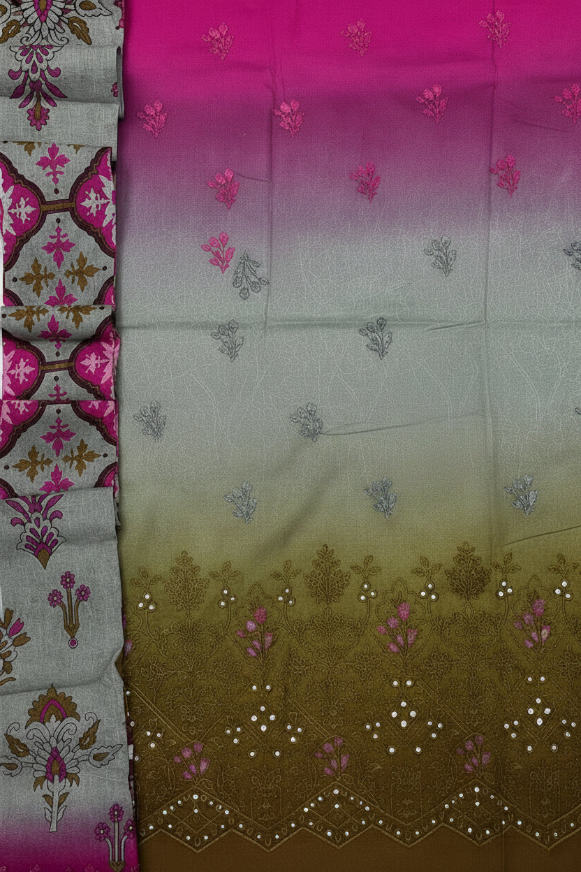 Rang-e-Bahar Luxury Tie & Dye Digital Print Banadoria – 3 Piece Unstitched Suit