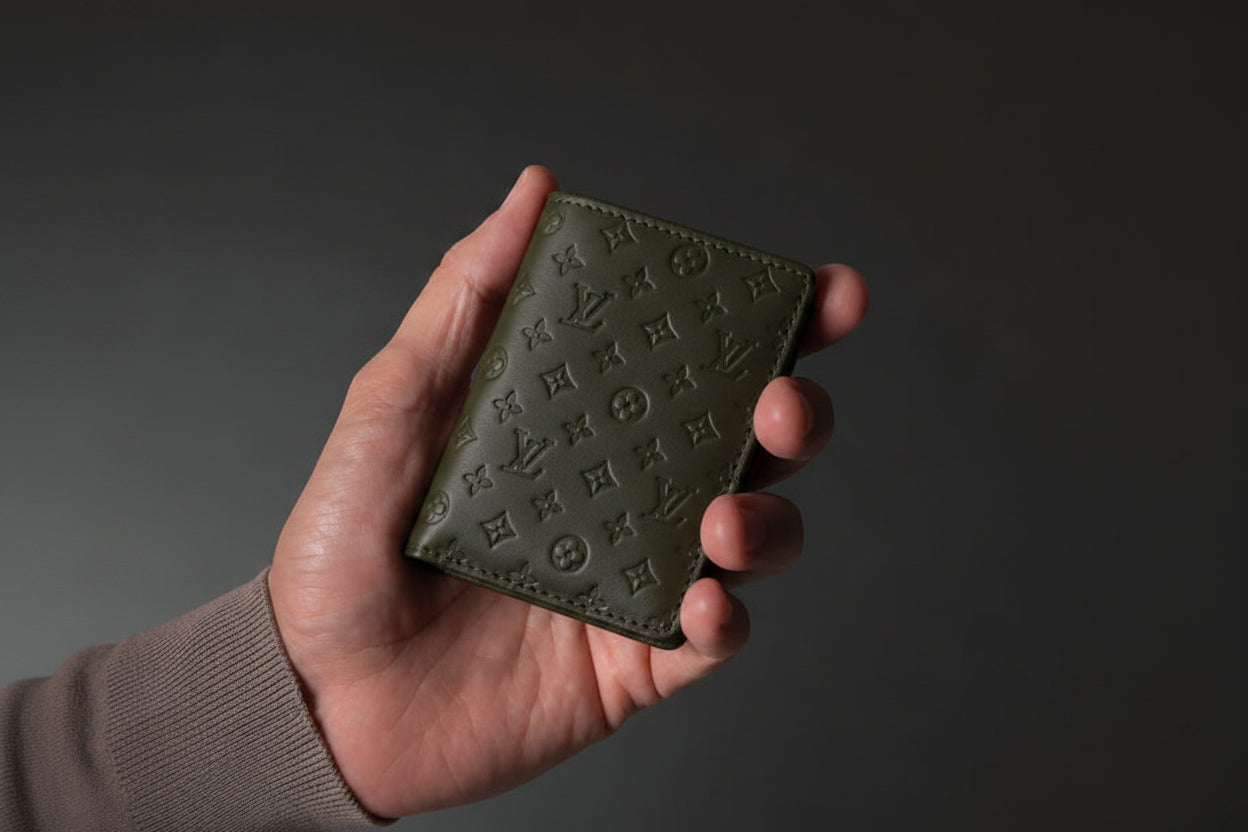 Premium Monogram Leather Wallet | Slim Bifold with Card Slots & Cash Pocket