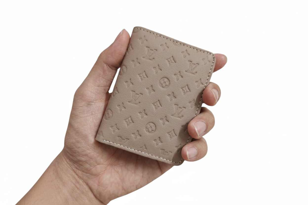 Premium Monogram Leather Wallet | Slim Bifold with Card Slots & Cash Pocket