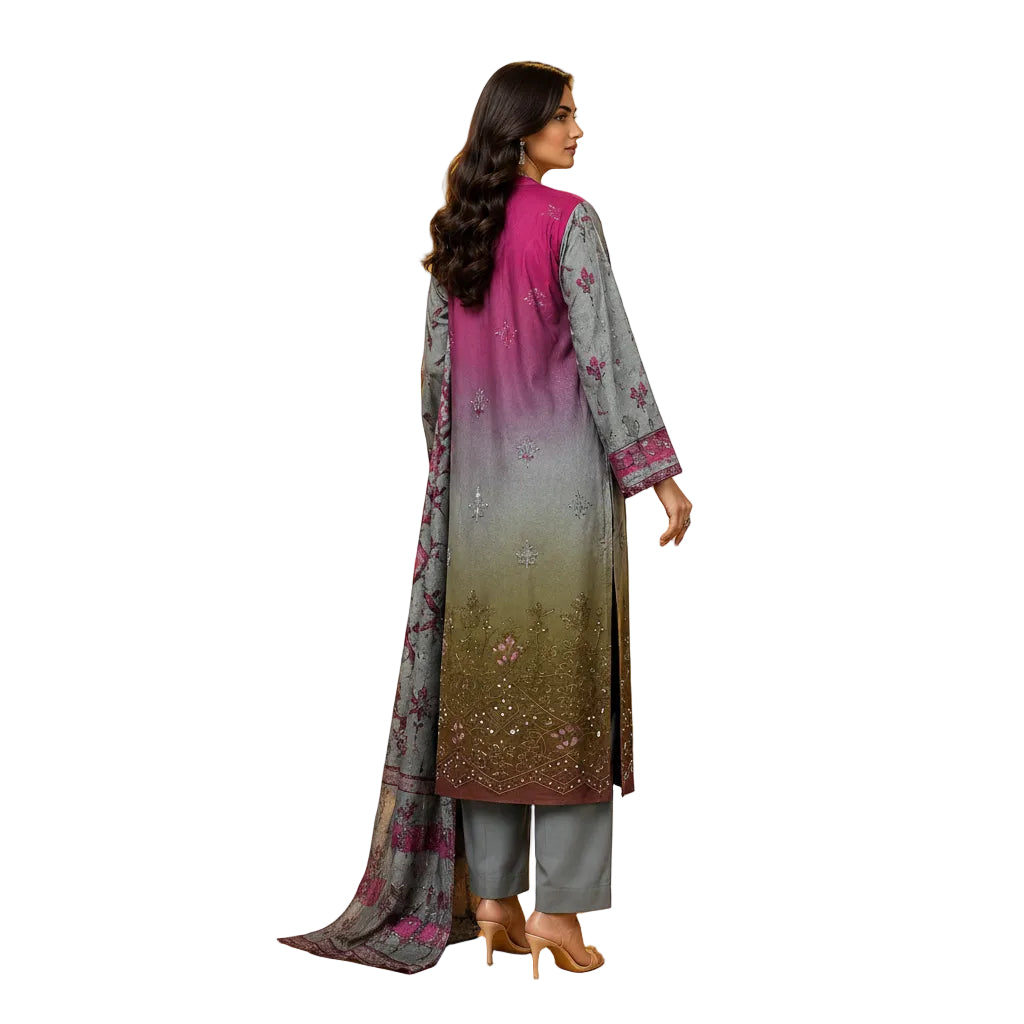 Rang-e-Bahar Luxury Tie & Dye Digital Print Banadoria – 3 Piece Unstitched Suit