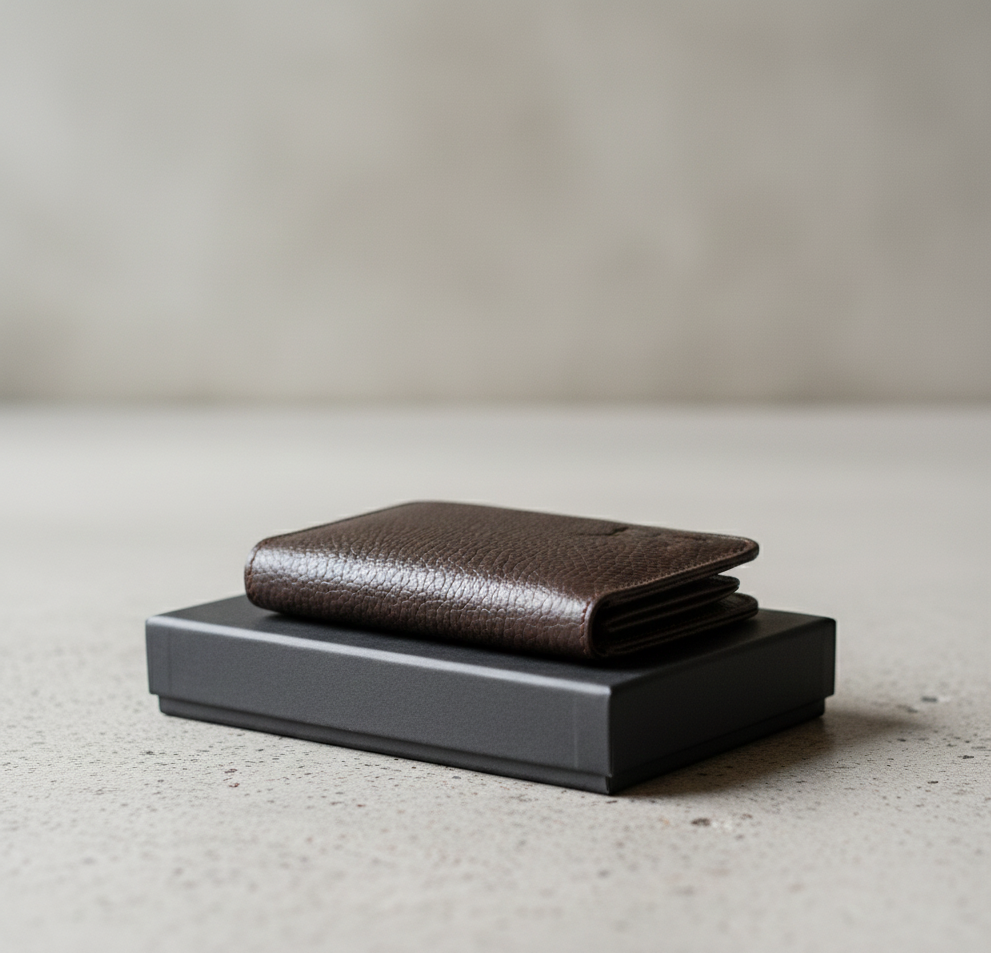 Premium Unisex Cow Leather Wallet – Brown | Slim Minimalist Bifold Card & Cash Holder