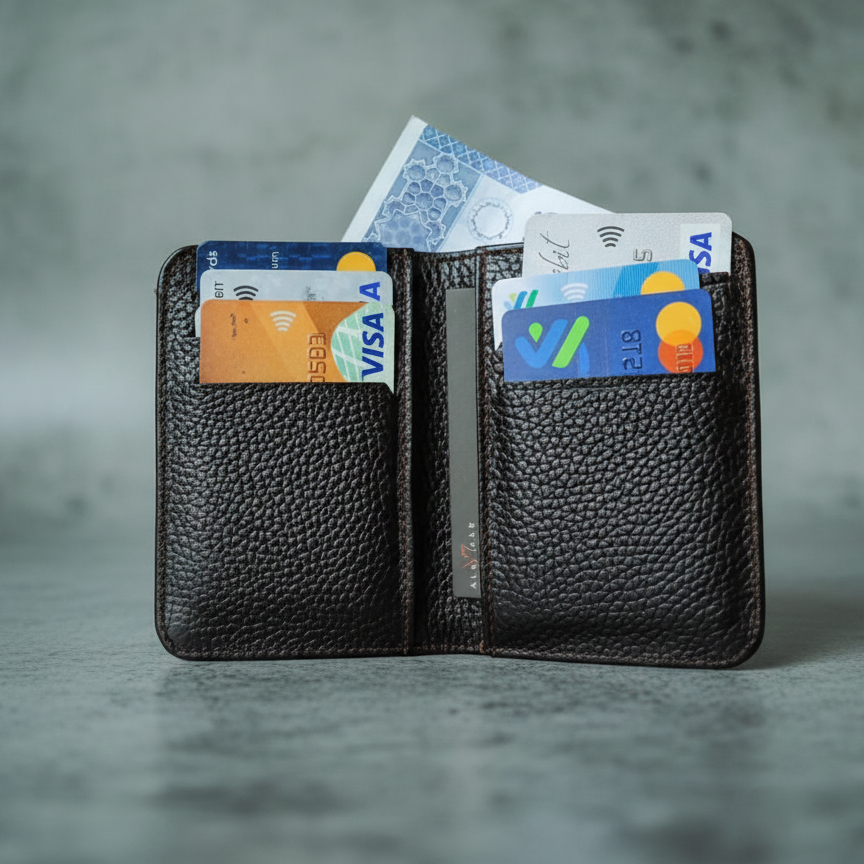Premium Unisex Cow Leather Wallet – Brown | Slim Minimalist Bifold Card & Cash Holder