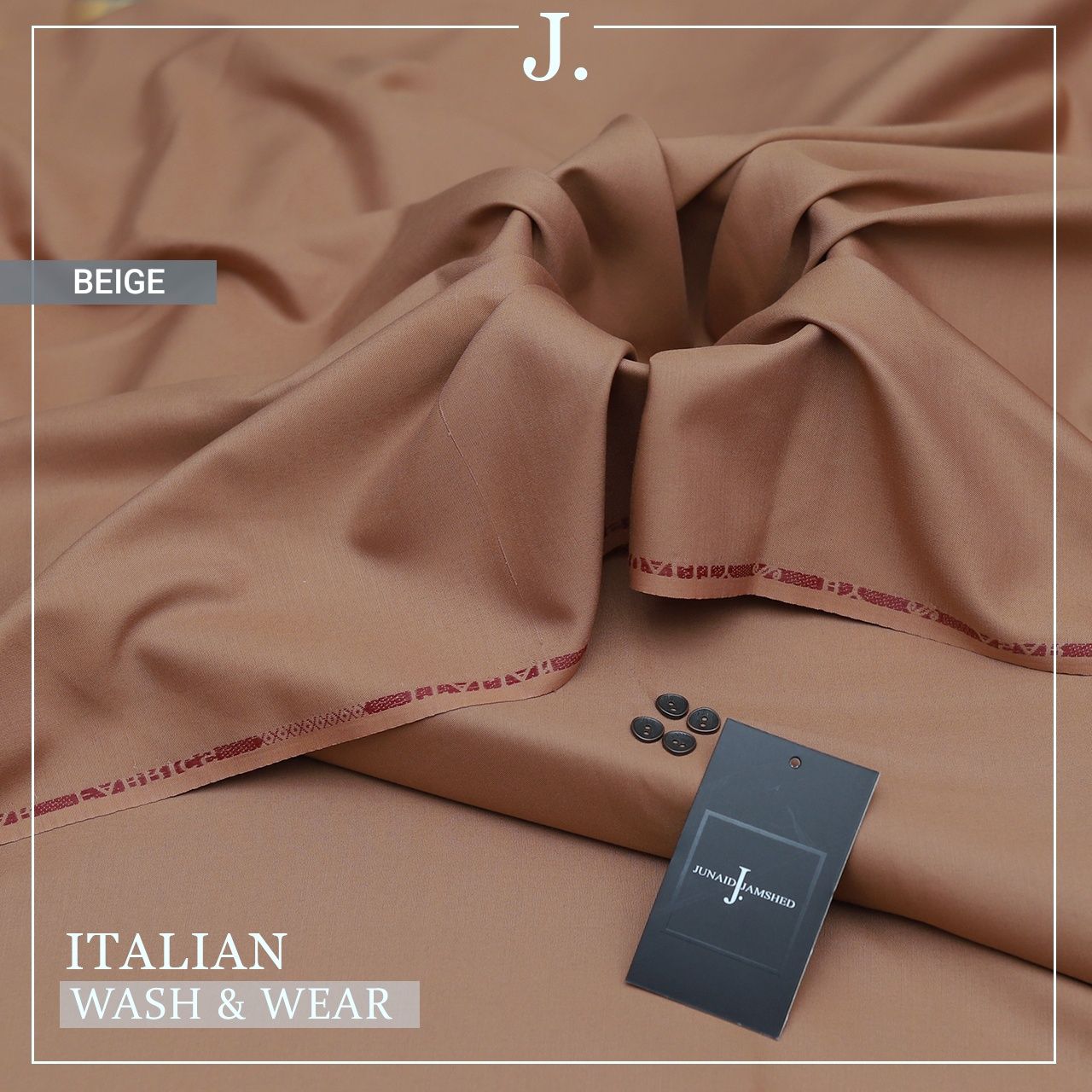 Junaid Jamshed Italian Wash & Wear – Premium Unstitched Men's Suit (4 Meter)