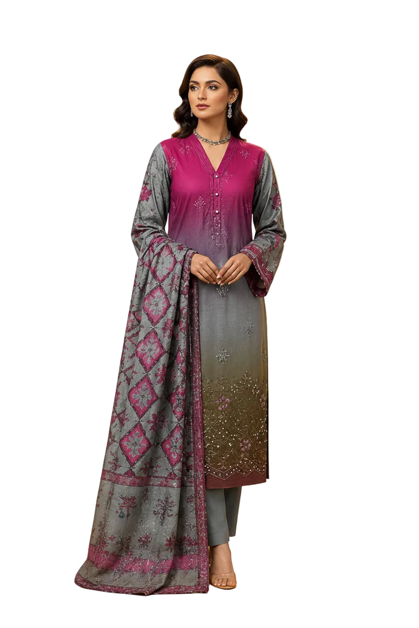 Rang-e-Bahar Luxury Tie & Dye Digital Print Banadoria – 3 Piece Unstitched Suit