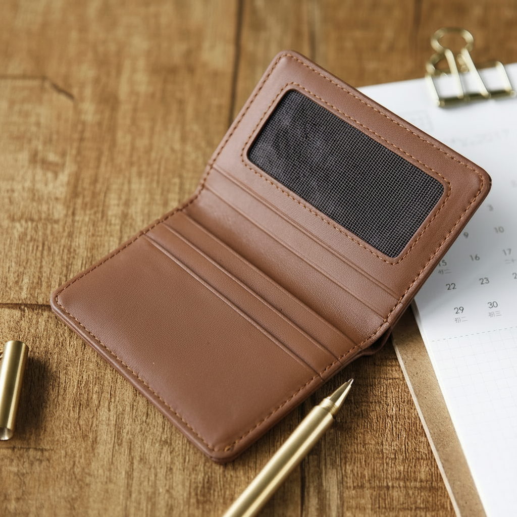 Premium Monogram Leather Wallet | Slim Bifold with Card Slots & Cash Pocket